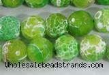 CAA372 15.5 inches 12mm faceted round fire crackle agate beads