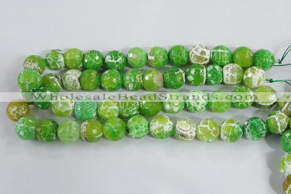 CAA373 15.5 inches 14mm faceted round fire crackle agate beads