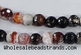 CAA384 15.5 inches 8mm faceted round fire crackle agate beads