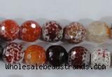 CAA387 15.5 inches 14mm faceted round fire crackle agate beads