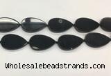 CAA4071 15.5 inches 30*50mm flat teardrop black agate gemstone beads