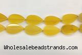 CAA4077 15.5 inches 30*50mm flat teardrop yellow agate gemstone beads