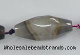 CAA419 15.5 inches 16*40mm faceted rice agate druzy geode beads