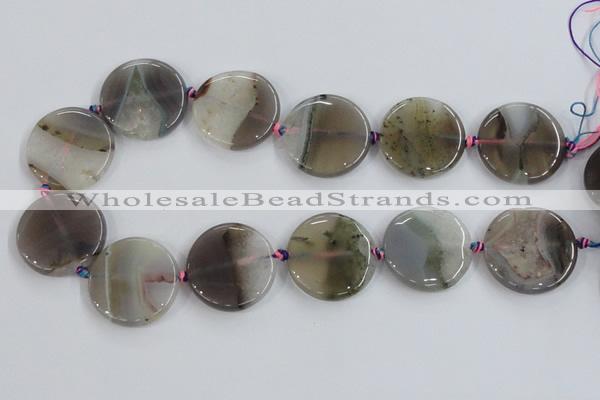 CAA428 15.5 inches 30mm flat round agate druzy geode beads