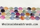 CAA4419 15.5 inches 15mm flat round agate druzy geode beads