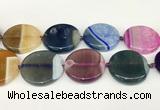 CAA4430 15.5 inches 35mm flat round agate druzy geode beads