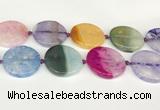 CAA4435 15.5 inches 35mm flat round agate druzy geode beads