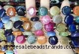 CAA4455 15.5 inches 14mm flat round dragon veins agate beads