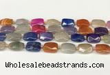 CAA4524 15.5 inches 13*18mm faceted rectangle dragon veins agate beads