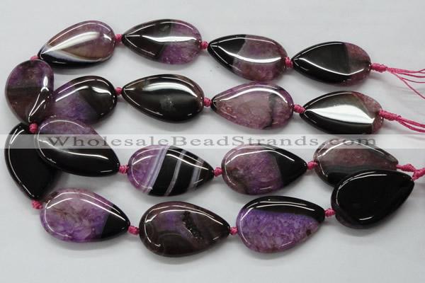 CAA475 15.5 inches 25*38mm flat teardrop agate druzy geode beads