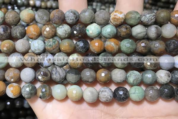 CAA4861 15.5 inches 8mm faceted round ocean agate beads