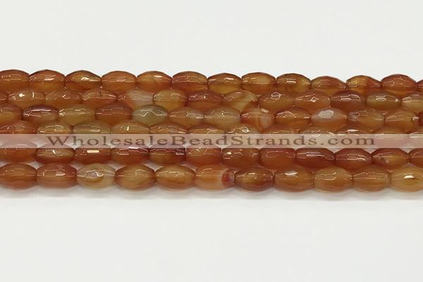 CAA5457 15.5 inches 8*12mm faceted rice agate beads