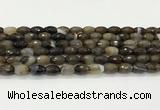 CAA5478 15.5 inches 8*12mm faceted rice agate beads