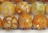 CAA5526 15 inches 10mm faceted round fire crackle agate beads