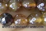 CAA5566 15 inches 6mm faceted round AB-color banded agate beads