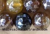 CAA5571 15 inches 8mm faceted round AB-color banded agate beads