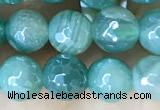 CAA5578 15 inches 6mm faceted round AB-color banded agate beads