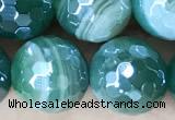 CAA5580 15 inches 10mm faceted round AB-color banded agate beads