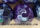 CAA5597 15 inches 12mm faceted round AB-color banded agate beads