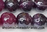 CAA5601 15 inches 8mm faceted round AB-color banded agate beads