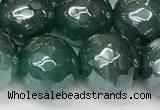 CAA5606 15 inches 10mm faceted round AB-color banded agate beads