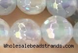 CAA5621 15 inches 8mm faceted round AB-color white agate beads