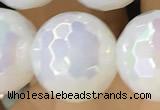 CAA5623 15 inches 12mm faceted round AB-color white agate beads