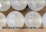 CAA5626 15 inches 8mm faceted round AB-color white agate beads