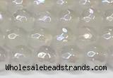 CAA5630 15 inches 6mm faceted round AB-color white agate beads