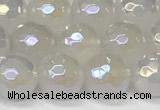 CAA5631 15 inches 8mm faceted round AB-color white agate beads