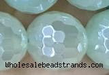 CAA5638 15 inches 12mm faceted round AB-color green agate beads