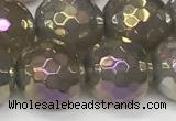 CAA5648 15 inches 12mm faceted round AB-color grey agate beads