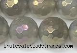 CAA5653 15 inches 12mm faceted round AB-color grey agate beads