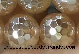 CAA5657 15 inches 10mm faceted round AB-color yellow agate beads