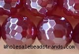 CAA5663 15 inches 12mm faceted round AB-color red agate beads