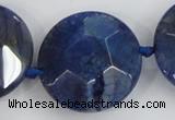 CAA567 15.5 inches 35mm faceted flat round dragon veins agate beads