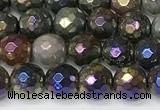 CAA5690 15 inches 6mm faceted round AB-color Indian agate beads