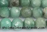 CAA5705 15 inches 6mm faceted round green grass agate beads