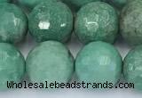 CAA5707 15 inches 10mm faceted round green grass agate beads