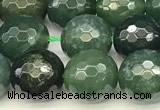 CAA5746 15 inches 8mm faceted round moss agate beads