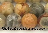 CAA5761 15 inches 8mm faceted round yellow crazy lace agate beads