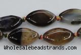 CAA583 15.5 inches 12*19mm marquise dragon veins agate beads