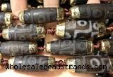 CAA5863 14*38mm - 16*43mm rice tibetan agate dzi beads