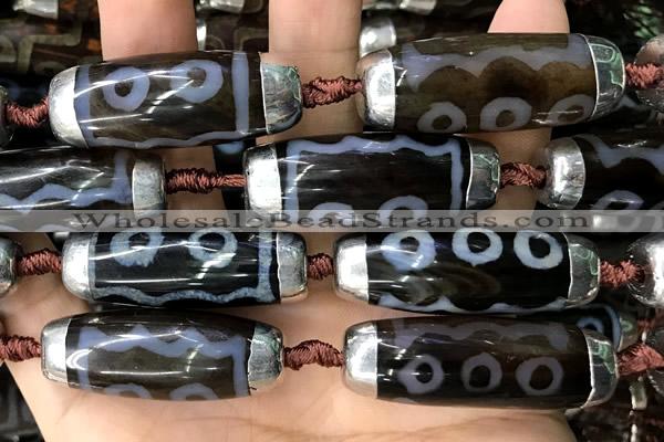 CAA5871 14*38mm - 16*43mm rice tibetan agate dzi beads