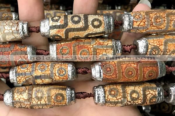 CAA5873 14*38mm - 16*43mm rice tibetan agate dzi beads