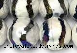 CAA5933 8mm, 10mm & 12mm faceted round AB-color tibetan agate beads