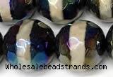 CAA5938 8mm, 10mm & 12mm faceted round AB-color tibetan agate beads