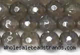 CAA5943 15 inches 6mm faceted round AB-color grey agate beads