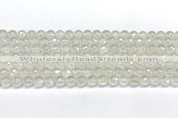 CAA6030 15 inches 6mm faceted round AB-color white agate beads