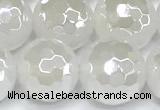 CAA6033 15 inches 12mm faceted round AB-color white agate beads